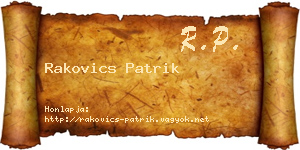 Rakovics Patrik névjegykártya